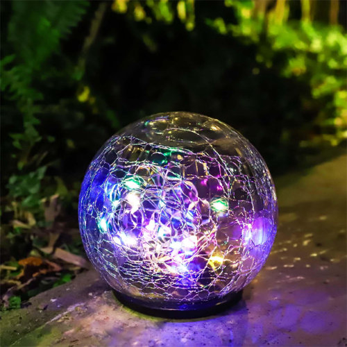 HEDAQI Solar Powered Cracked Glass Globe Ball Garden Light for Outdoor